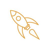 eps10 orange Vektorraketenlinie Kunstsymbol isoliert auf weißem Hintergrund. skizzieren Sie das Raketensymbol in einem einfachen, flachen, trendigen, modernen Stil für Ihr Website-Design, Ihre Benutzeroberfläche, Ihr Logo, Ihr Piktogramm und Ihre mobile Anwendung vektor