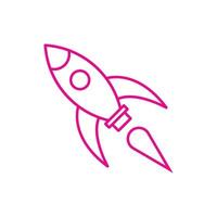 eps10 rosa Vektorraketenlinie Kunstsymbol isoliert auf weißem Hintergrund. skizzieren Sie das Raketensymbol in einem einfachen, flachen, trendigen, modernen Stil für Ihr Website-Design, Ihre Benutzeroberfläche, Ihr Logo, Ihr Piktogramm und Ihre mobile Anwendung vektor