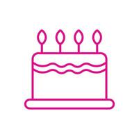 eps10 rosa Vektor Kuchen Liniensymbol isoliert auf weißem Hintergrund. Kuchen mit Kerzenumrisssymbol in einem einfachen, flachen, trendigen, modernen Stil für Ihr Website-Design, Logo, Piktogramm und mobile Anwendung