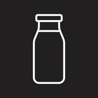 eps10 weißes Vektor-Milchflaschen-Kunstsymbol isoliert auf schwarzem Hintergrund. Glasmilchflaschensymbol in einem einfachen, flachen, trendigen, modernen Stil für Ihr Website-Design, ui, Logo und mobile Anwendung vektor