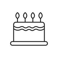 eps10 schwarzes Vektorkuchenliniensymbol isoliert auf weißem Hintergrund. Kuchen mit Kerzenumrisssymbol in einem einfachen, flachen, trendigen, modernen Stil für Ihr Website-Design, Logo, Piktogramm und mobile Anwendung vektor