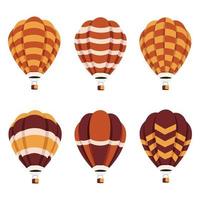 Reihe von bunten Heißluftballons isoliert auf weißem Hintergrund. Vektor-Illustration. vektor