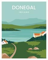 donegal poster illustration, reise nach irland. vektorillustration mit minimalistischem stil für poster, postkarten, kunstdrucke. vektor