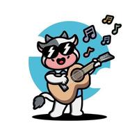 söt ko spelar gitarr vektor