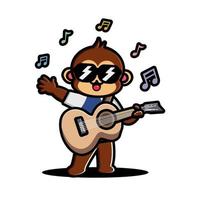 söt apa spelar gitarr vektor
