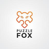 orangefarbenes Puzzle-Fuchs-Logo für Esport, Gaming-Ausrüstung, Gadget-Produkte, Technologieunternehmen usw. minimales Vektordesign. vektor