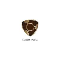Buchstabe c Alphabet-Logo-Design-Vorlage. luxus dekorative metallische goldene schildzeichenillustration. anfängliches abjad-logokonzept lokalisiert auf weißem hintergrund vektor