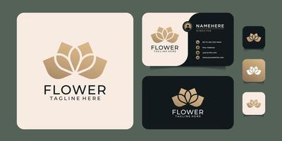 gyllene minimal blomma logotyp för spa och hotell vektor