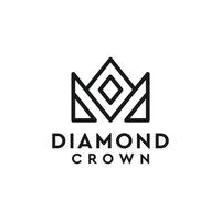 elegant diamantkrona enkel linje logotypdesign vektor