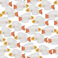 Seefisch im abstrakten Stil auf weißem Hintergrund. nahtloses muster mit wildem flachem tier