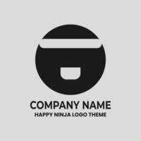 happy ninja enkel logotyp varumärkesföretag med stark fast move-stil. monokrom ikonlogotyp med svart färg och ren design. kund personlig touch minimalistisk varumärkesidentitet vektor