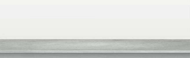 Arbeitsplatte aus grauem Betonstein auf weißem Panoramahintergrund, Werbe-Webvorlage - Vektor