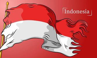 fantastiska indonesiska flaggan bakgrundsvektor med linjestil vektor