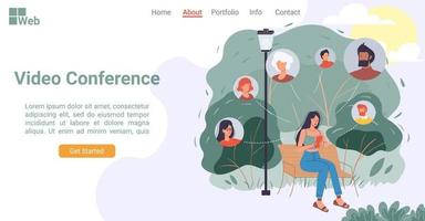 målsida för videokonferens för mobilteknik vektor