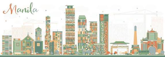 abstrakte Skyline von Manila mit farbigen Gebäuden. vektor