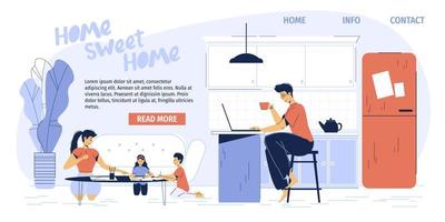 lycklig familj aktivitet hemma målsida design vektor