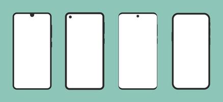 moderne Smartphone-Sammlung stellte flache Mockup-Schablone Touchscreen-Kamera-Anzeigegerät-Technologie-Gadget-Illustration ein vektor