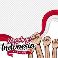 lycklig Indonesiens självständighetsdag hälsning bakgrundsmall vektor