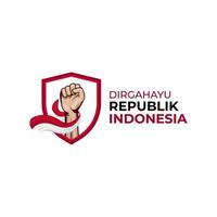 indonesien självständighetsdagen design med knuten näve hand illustration vektor