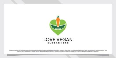 veganes Food-Logo-Design mit Liebe und kreativem Element vektor