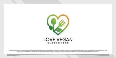 veganes Food-Logo-Design mit Liebe und kreativem Element vektor