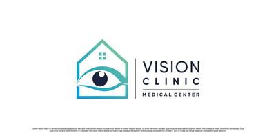 Eye Vision Clinic Logo Design Inspiration mit Home Concept Premium Vector