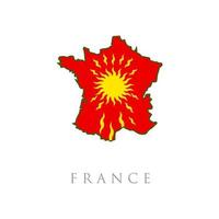 Frankreich-Flaggenkarte mit Flammensymbol vektor