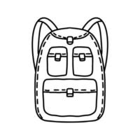 Rucksack im Doodle-Stil. handgezeichnetes bild für druck, aufkleber, web, verschiedene designs. Vektorelement für die Themen Schule, Reisen, Urlaub, Tourismus. vektor
