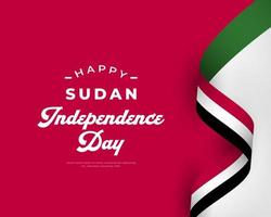 happy sudan unabhängigkeitstag 1. januar feier vektor design illustration. vorlage für poster, banner, werbung, grußkarte oder druckgestaltungselement