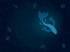 djupt undervattens självlysande blå fisk vektorillustration vektor