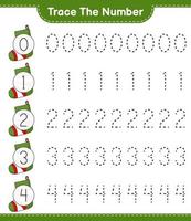 Verfolgen Sie die Nummer. verfolgungsnummer mit weihnachtssocke. pädagogisches kinderspiel, druckbares arbeitsblatt, vektorillustration vektor
