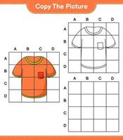 kopiera bilden, kopiera bilden av t-shirten med hjälp av rutnätslinjer. pedagogiskt barnspel, utskrivbart kalkylblad, vektorillustration vektor
