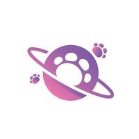 minimal pet paw planet koncept logotyp mall vektor