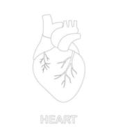 mänskligt hjärta spårning arbetsblad för barn vektor