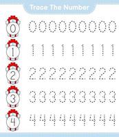 Verfolgen Sie die Nummer. verfolgungsnummer mit geschenkbox. pädagogisches kinderspiel, druckbares arbeitsblatt, vektorillustration vektor