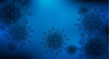mikroskopische Ansicht des infektiösen Virus auf Blau vektor