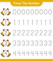 spåra numret. spårningsnummer med julklockan. pedagogiskt barnspel, utskrivbart kalkylblad, vektorillustration vektor