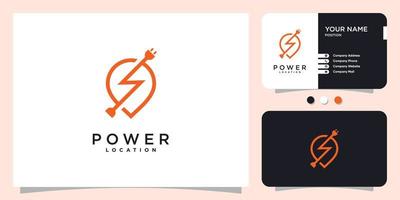 Power-Logo mit Premium-Vektor des Pin-Standortkonzepts vektor