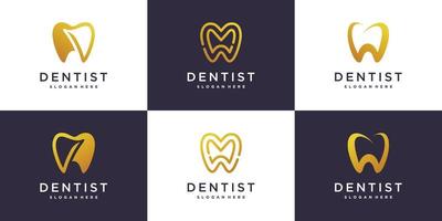 dental logotyp samling med kreativ element stil premium vektor del 1