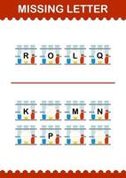 fehlender Brief mit Reagenzglas. Arbeitsblatt für Kinder vektor