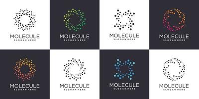 molekyl logotyp set med kreativa element stil premium vektor