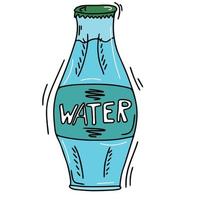 färgad tecknad doodle glas vatten. vektor illustrationflaska