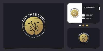 trockenes Baum-Logo-Design mit goldenem Premium-Vektor im kreativen Stil vektor