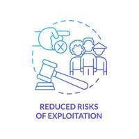 Reduzierte Risiken der Ausbeutung Symbol für blaues Farbverlaufskonzept. positive auswirkungen der legalisierung von einwanderern abstrakte idee dünne linie illustration. isolierte Umrisszeichnung vektor