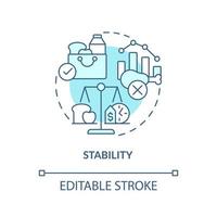 stabilitet turkos koncept ikon. konstant tillgänglighet. livsmedelssäkerhet abstrakt idé tunn linje illustration. isolerade konturritning. redigerbar linje vektor