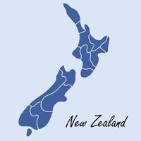 Gekritzel-Freihand-Zeichnung der neuseeländischen Karte. vektor