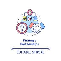 Symbol für das Konzept der strategischen Partnerschaften. Kooperationsprozess. Geschäftsentwicklung abstrakte Idee dünne Linie Illustration. isolierte Umrisszeichnung. editierbarer Strich. vektor