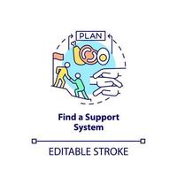 Symbol für das Konzept des Support-Systems finden. Aufrechterhaltung des Gewichts nach langer Kaloriendiät abstrakte Idee dünne Linie Illustration. isolierte Umrisszeichnung. editierbarer Strich. vektor