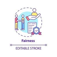 Fairness-Konzept-Symbol. vertrauensvolle Unternehmensorganisation. pr kodex der ethik abstrakte idee dünne linie illustration. isolierte Umrisszeichnung. editierbarer Strich. vektor