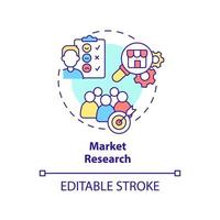 Symbol für das Marktforschungskonzept. Publikumsanalyse. service der pr-firma abstrakte idee dünne linie illustration. isolierte Umrisszeichnung. editierbarer Strich. vektor